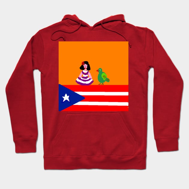 Sporty Puerto Rico Design on Red Background Hoodie by 2triadstore